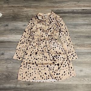NWOT, H&M • Satin Leopard Print Belted Dress